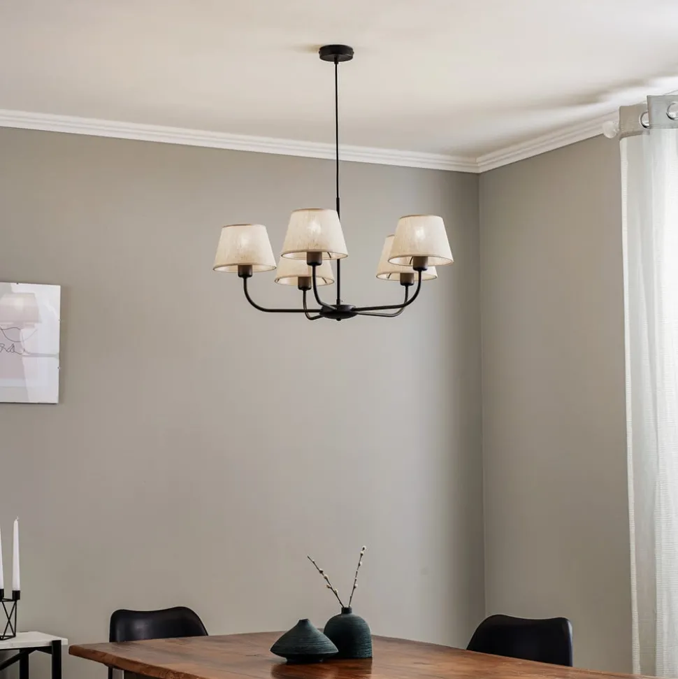 Lysekrone Chicago, lin skjerm med 5 lyskilder