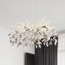 Lysekrone Danna, kromfarget/røykgrå/klar, Ø 61 cm