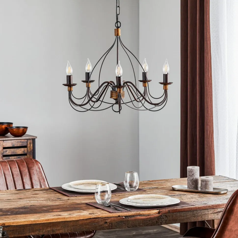 Lysekrone Fiamma Marrone 5 lyskilder uten skjerm