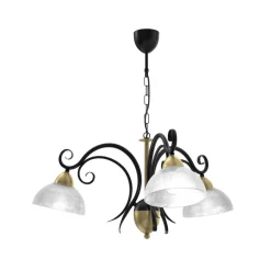 Lysekrone Flora, 3 glasskjerm, svart/messing