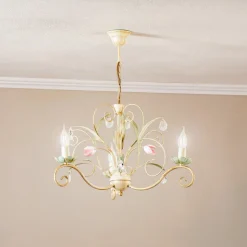 Lysekrone Florina med blomsterdekor, 3 lyskilder