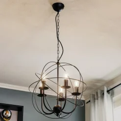 Lysekrone Globe med 5 lyskilder, svart