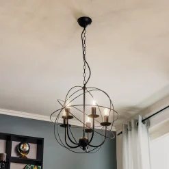 Lysekrone Globe med 5 lyskilder, svart