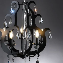 Lysekrone Jane metall svart 5 lyskilder krystall