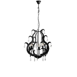 Lysekrone Jane metall svart 5 lyskilder krystall