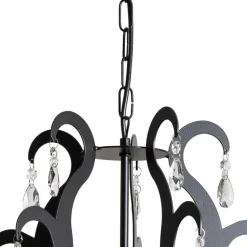 Lysekrone Jane metall svart 5 lyskilder krystall