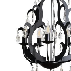 Lysekrone Jane metall svart 5 lyskilder krystall