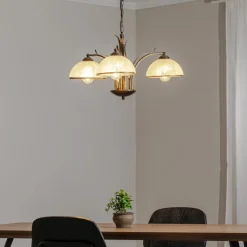 Lysekrone Korfu, 3 lyskilder, gullfarget antikk, Ø 68 cm