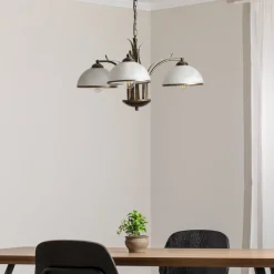 Lysekrone Korfu, 3 lyskilder, gullfarget antikk, Ø 68 cm