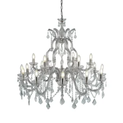 Lysekrone Marie Therese, 18-lys, krom, krystallglass