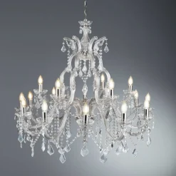 Lysekrone Marie Therese, 18-lys, krom, krystallglass