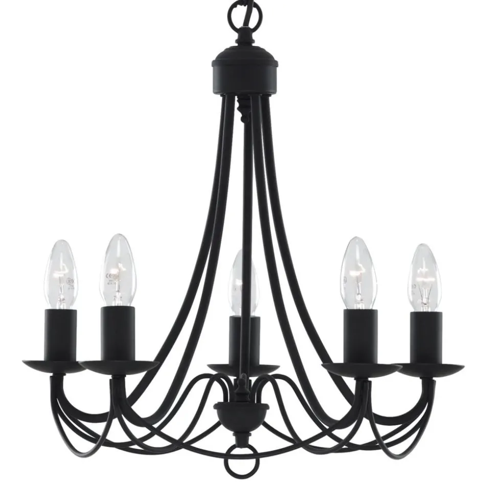 Lysekrone Maypole matt-svart, fem lyskilder