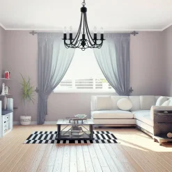 Lysekrone Maypole matt-svart, fem lyskilder