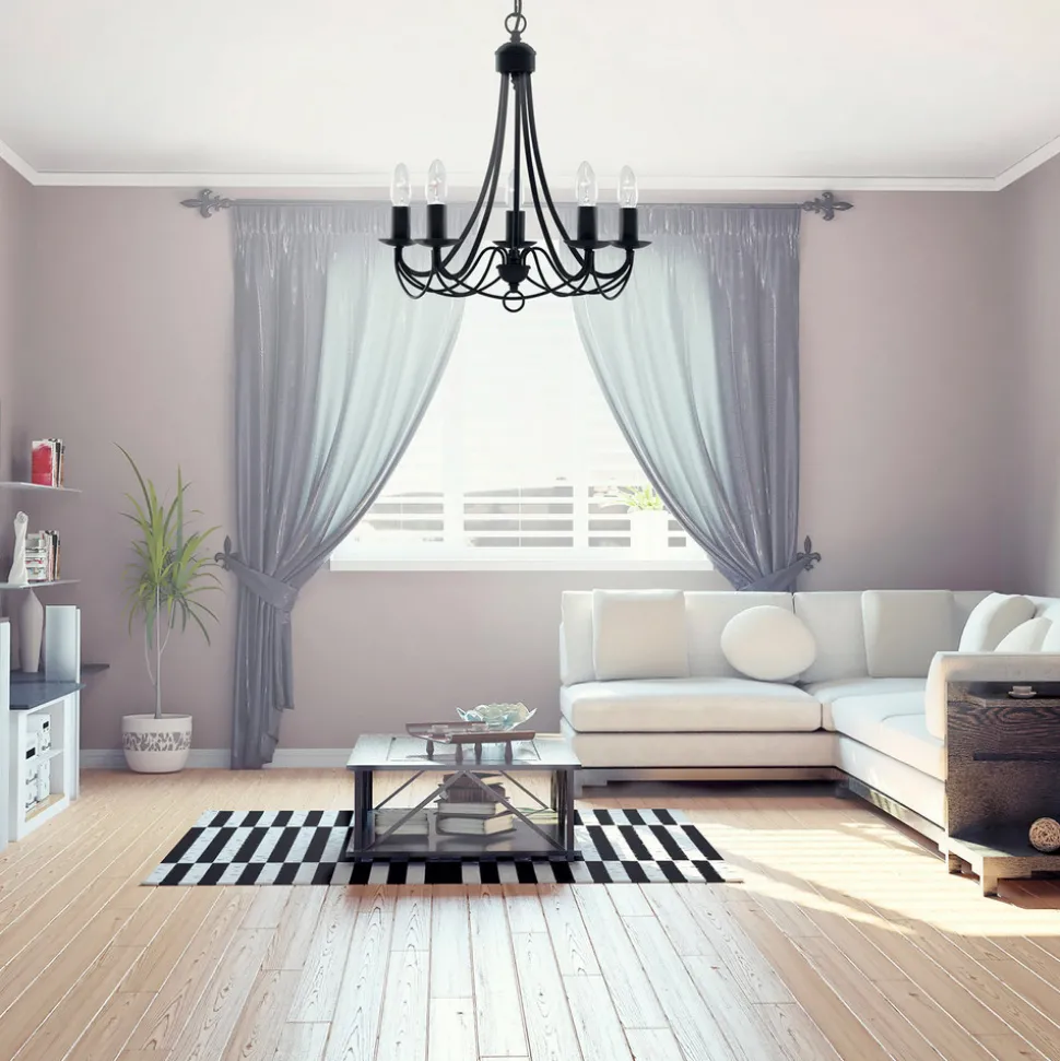 Lysekrone Maypole matt-svart, fem lyskilder