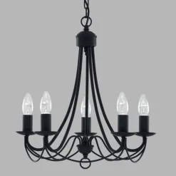 Lysekrone Maypole matt-svart, fem lyskilder