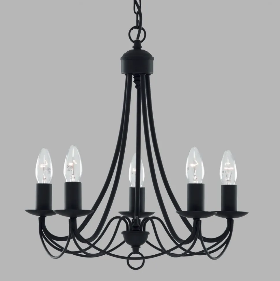 Lysekrone Maypole matt-svart, fem lyskilder