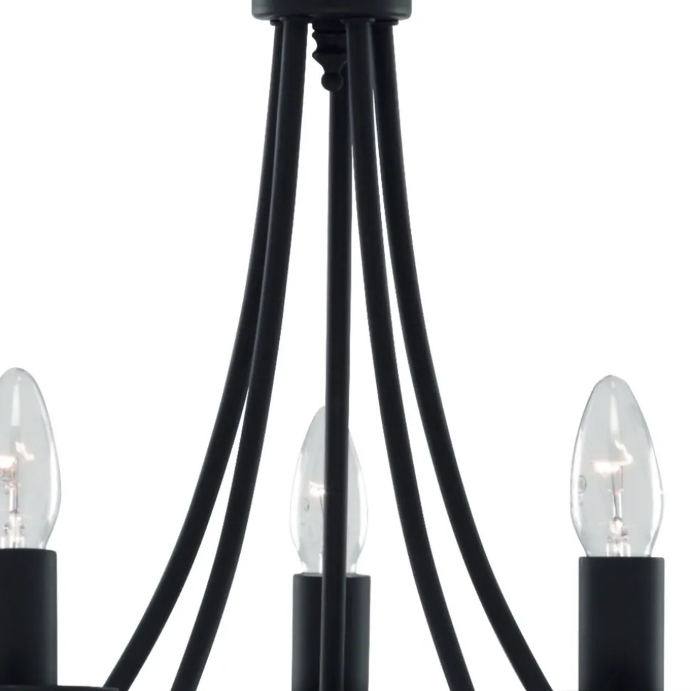 Lysekrone Maypole matt-svart, fem lyskilder