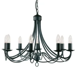 Lysekrone Maypole matt-svart, åtte lyskilder