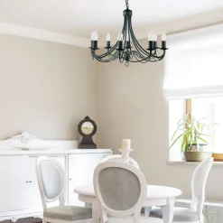 Lysekrone Maypole matt-svart, åtte lyskilder