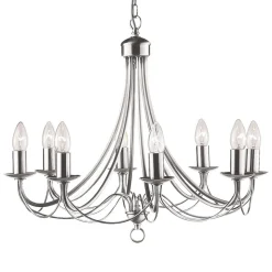 Lysekrone Maypole sateng sølv, åtte lyskilder