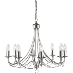 Lysekrone Maypole sateng sølv, åtte lyskilder