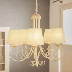 Lysekrone Pompei, med skjerm, hvit antikk