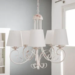 Lysekrone Pompei, med skjerm, hvit antikk