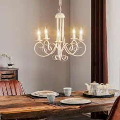 Lysekrone Pompei, uten skjerm, hvit antikk