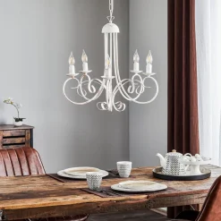 Lysekrone Pompei, uten skjerm, hvit antikk