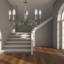 Lysekrone Richmond messing antikk, fem lys