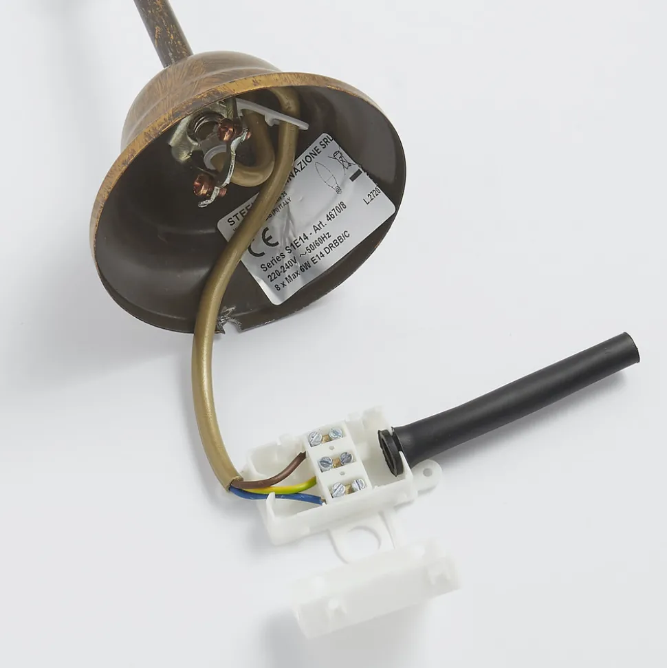 Lysekrone Teresa, bronse, krystall, Ø 70 cm, 8 lys