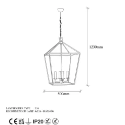Lysekrone Till 13251, svart, metall, 4 lyskilder
