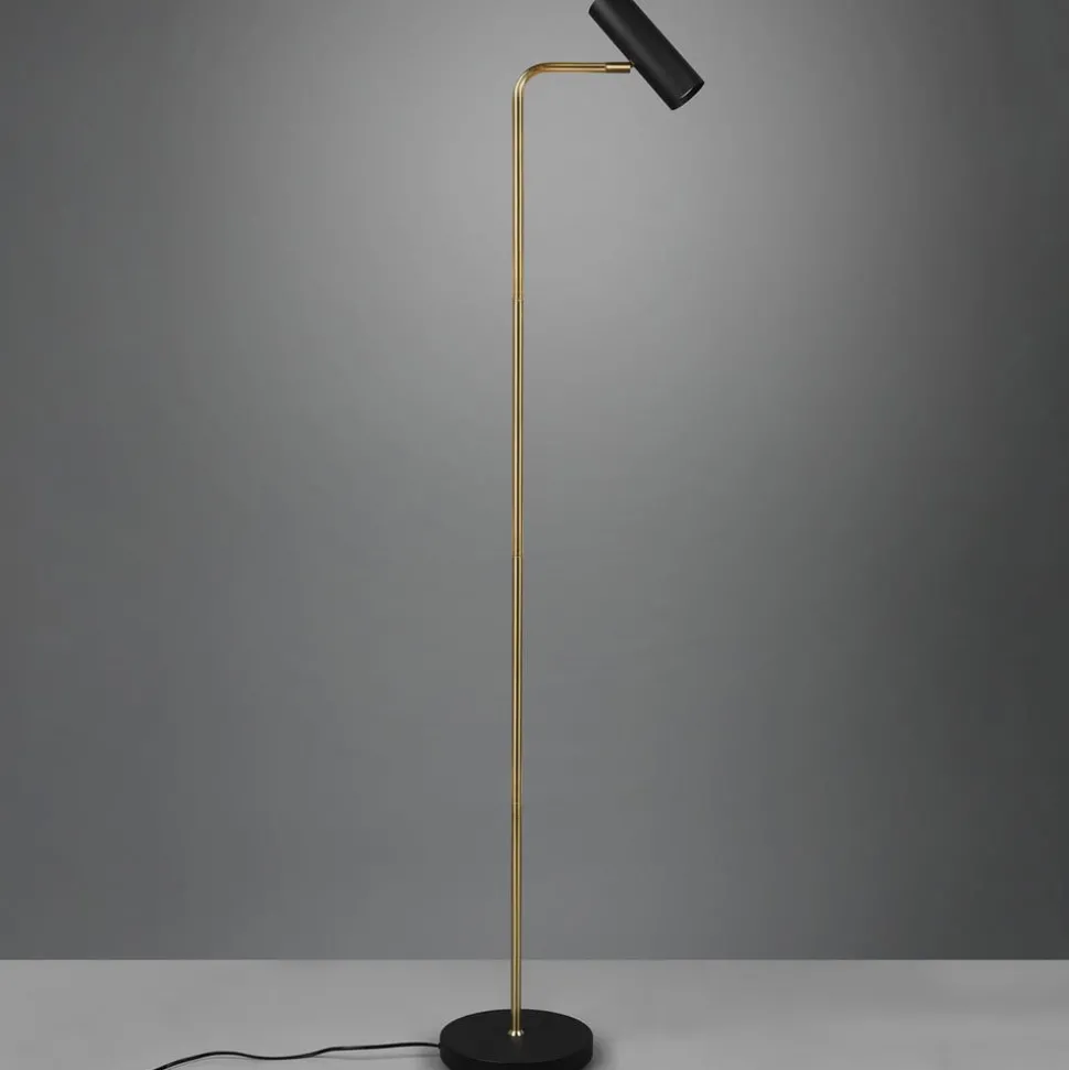 Marley gulvlampe, svart/messing, høyde 151 cm, metall