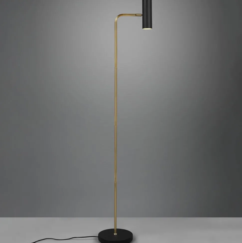 Marley gulvlampe, svart/messing, høyde 151 cm, metall