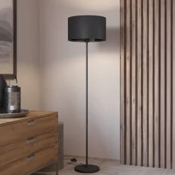 Maserlo gulvlampe, svart, høyde 151 cm, stoff/stål