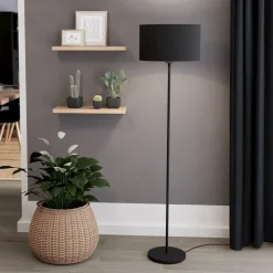 Maserlo gulvlampe, svart, høyde 151 cm, stoff/stål