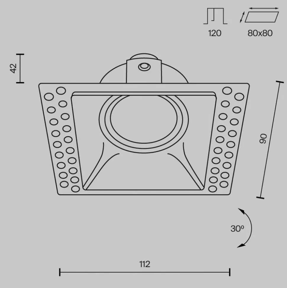 Maytoni Dot innfelt lampe, kantet, svart