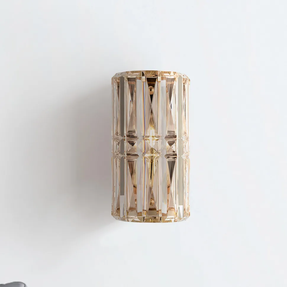 Maytoni Facet vegglampe, høyde 25 cm, gullfarget, glass, E14