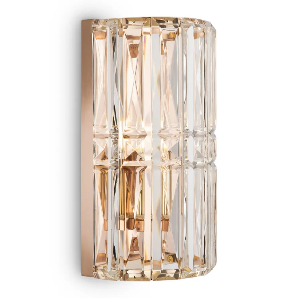 Maytoni Facet vegglampe, høyde 25 cm, gullfarget, glass, E14