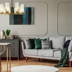 Maytoni Fortano lysekrone 8 lyskilder glasskjermer