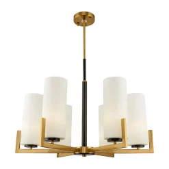 Maytoni Fortano lysekrone 6 lyskilder glasskjermer