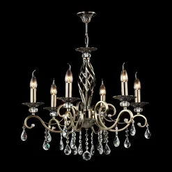 Maytoni Grace lysekrone 6 lyskilder messing/hvit