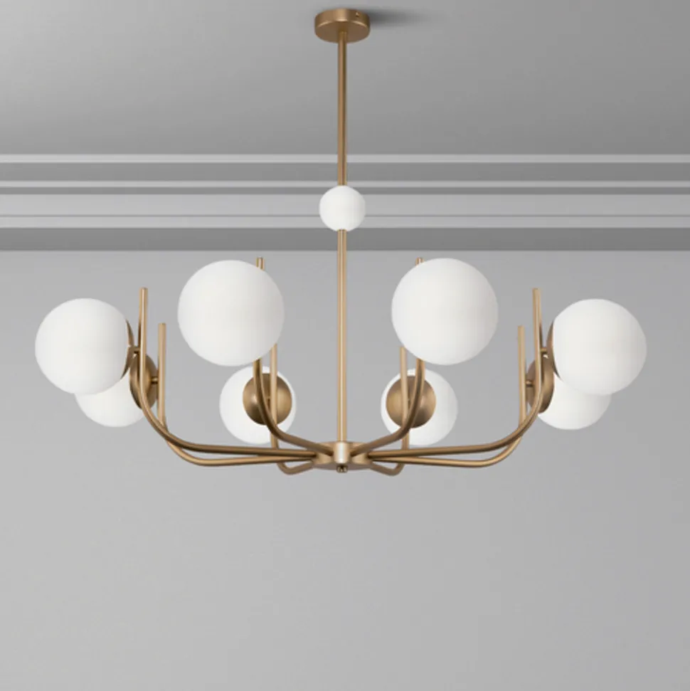 Maytoni hengelampe Rendez-vous, 8 lyskilder, messingfarget