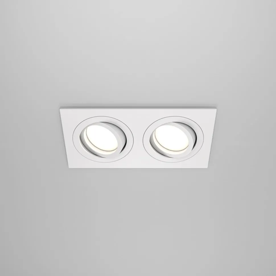 Maytoni innfellingslampe Atom, hvit, 2 lyskilder, 17,5 x 9,2 cm