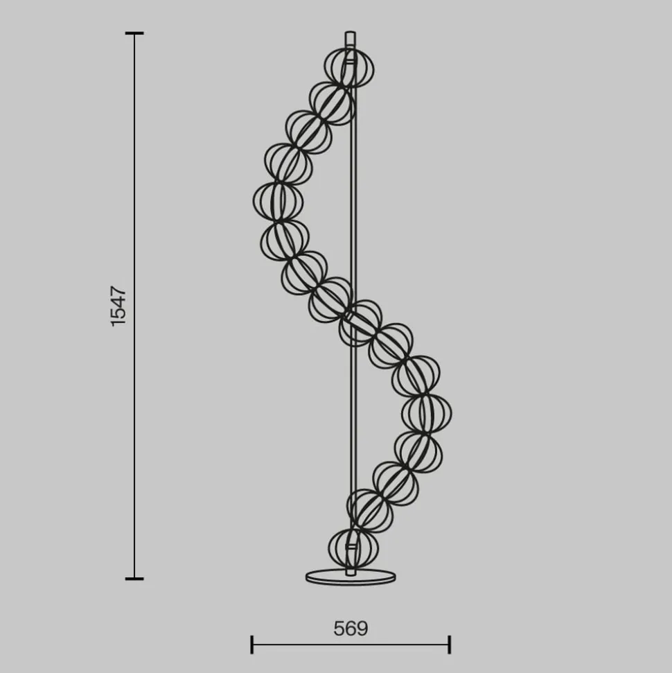 Maytoni LED-gulvlampe Golden Cage, høyde 154 cm, metall