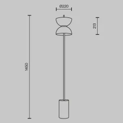 Maytoni LED-gulvlampe Kyoto, svart, høyde 145 cm, marmor