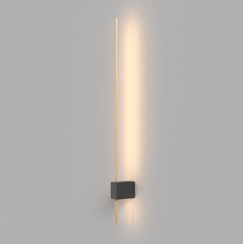 Maytoni LED-vegglampe Pars, 62,3 cm, svart/gull, aluminium