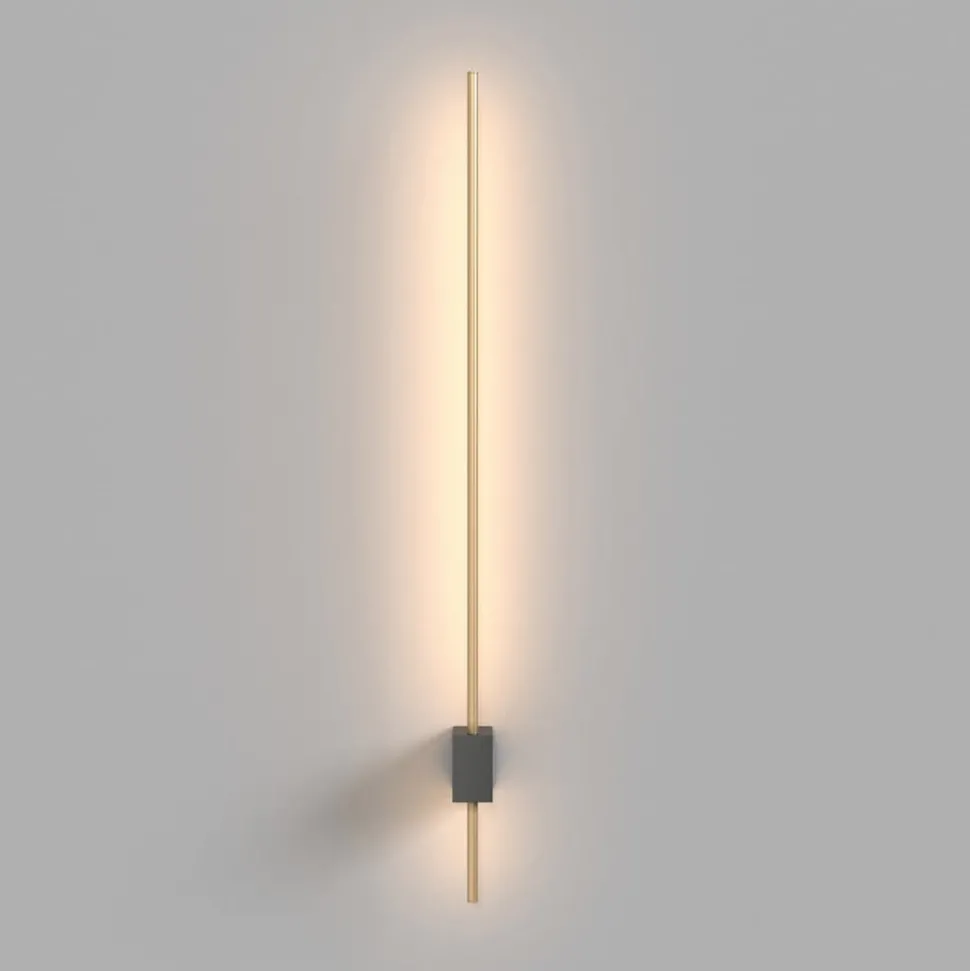 Maytoni LED-vegglampe Pars, 62,3 cm, svart/gull, aluminium