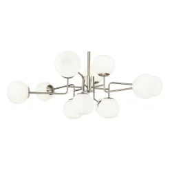 Maytoni lysekrone Erich, 12 lyskilder i nikkelfarget glass/metall.