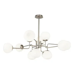 Maytoni lysekrone Erich, 12 lyskilder i nikkelfarget glass/metall.